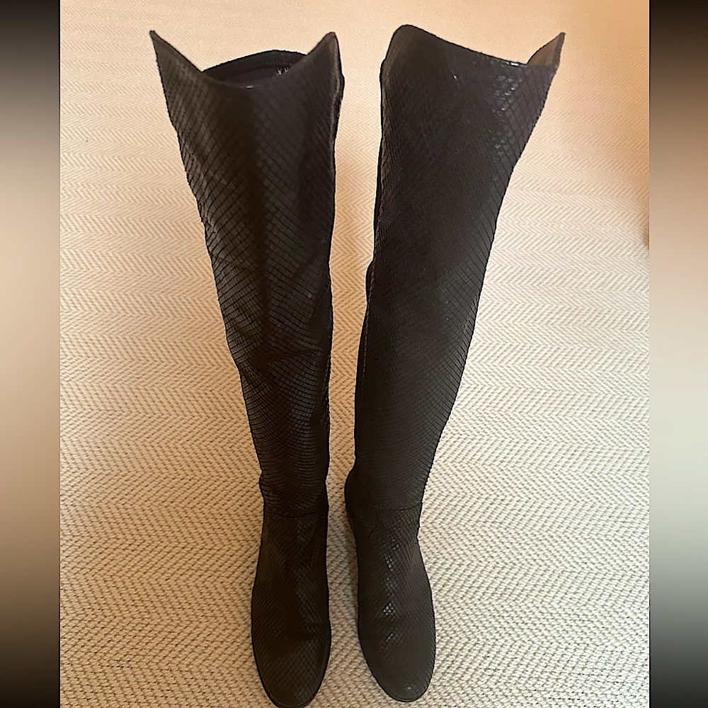 Stuart Weitzman black snakeskin boots